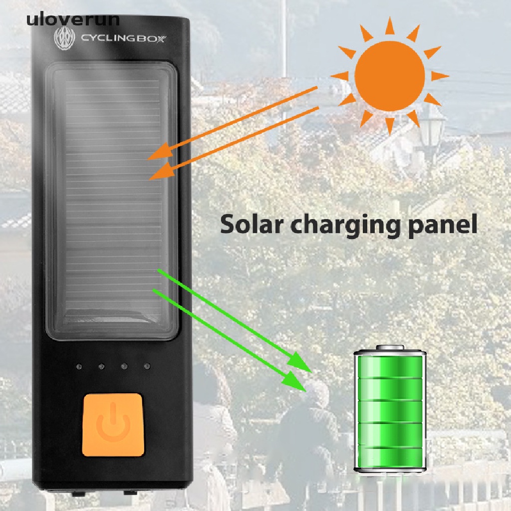 Đèn Năng Lượng Mặt Trời Chống Thấm Nước Kèm Còi Sạc USB Chuyên Dụng Cho Xe Đạp