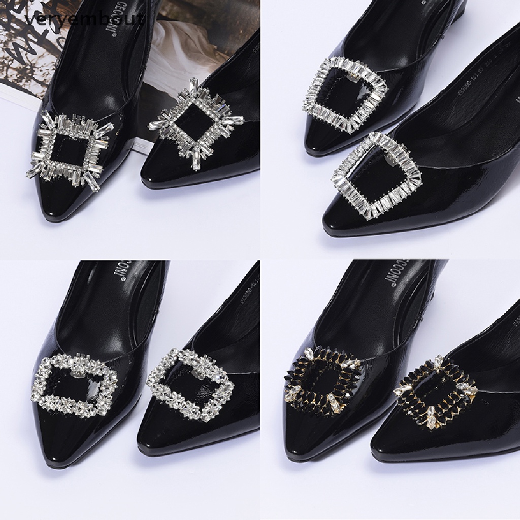 1 Cặp Kẹp Đính Đá Lấp Lánh Trang Trí Giày Cao Gót Cho Cô Dâu
