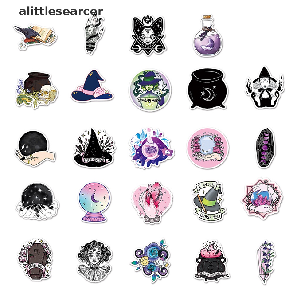 Er 50 Nhãn Dán Trang Trí Hành Lý / Ván Trượt / Laptop / Va Li Hình Phù Thủy Vẽ Graffiti Astroy Goth Dễ Thương DIY n