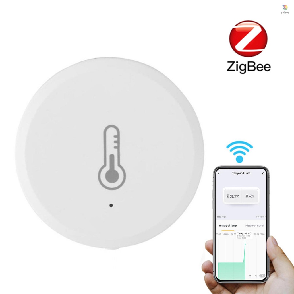 Đồng Hồ Đo Nhiệt Độ / Độ Ẩm Không Dây Mini Thông Minh ZigBee Có Chức Năng Báo Thức Điều Khiển Ứng Dụng Trong Nhà / Văn Phòng