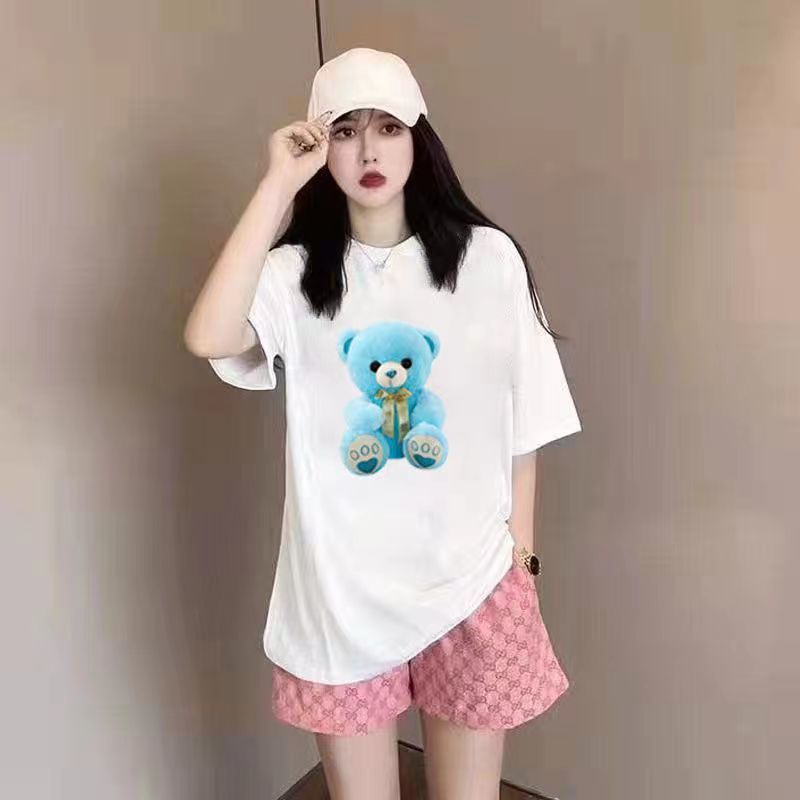 Set Áo Thun Ngắn Tay Form Rộng Và Quần Short Thời Trang Dành Cho Nữ