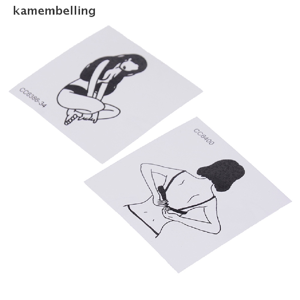 Kamembelling Set 5 Tấm Hình Xăm Dán Họa Tiết Trắng Đen Phong Cách Vintage