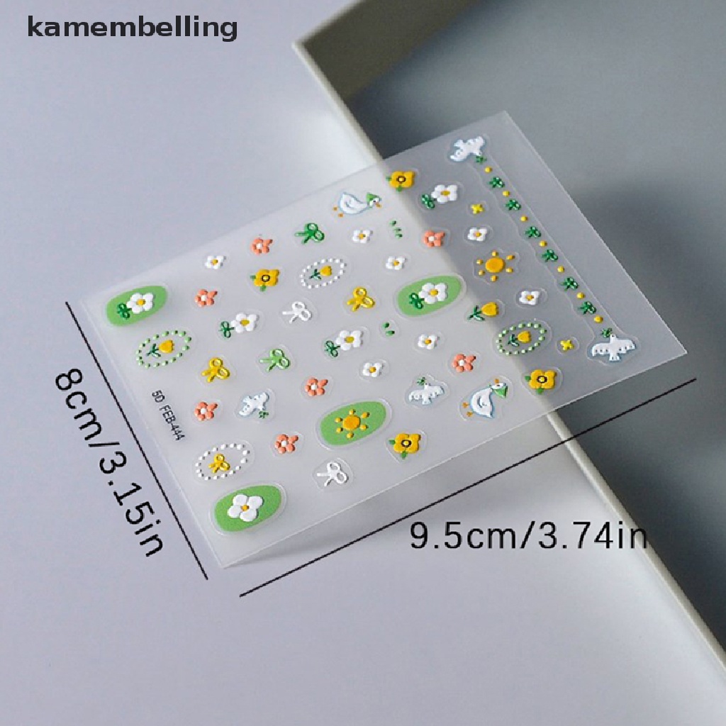 Nhãn Dán Trang Trí Móng Tay Tự Dính Họa Tiết Hoa 5D Xinh Xắn