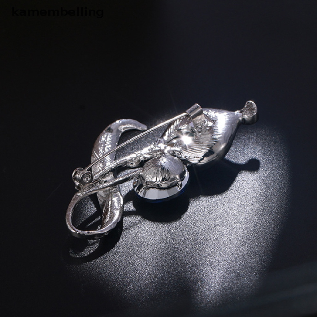 Ghim Cài Áo Hình Bông Hoa Đính Đá Pha Lê Xanh Dương Trong Suốt Thời Trang Cho Nam Và Nữ