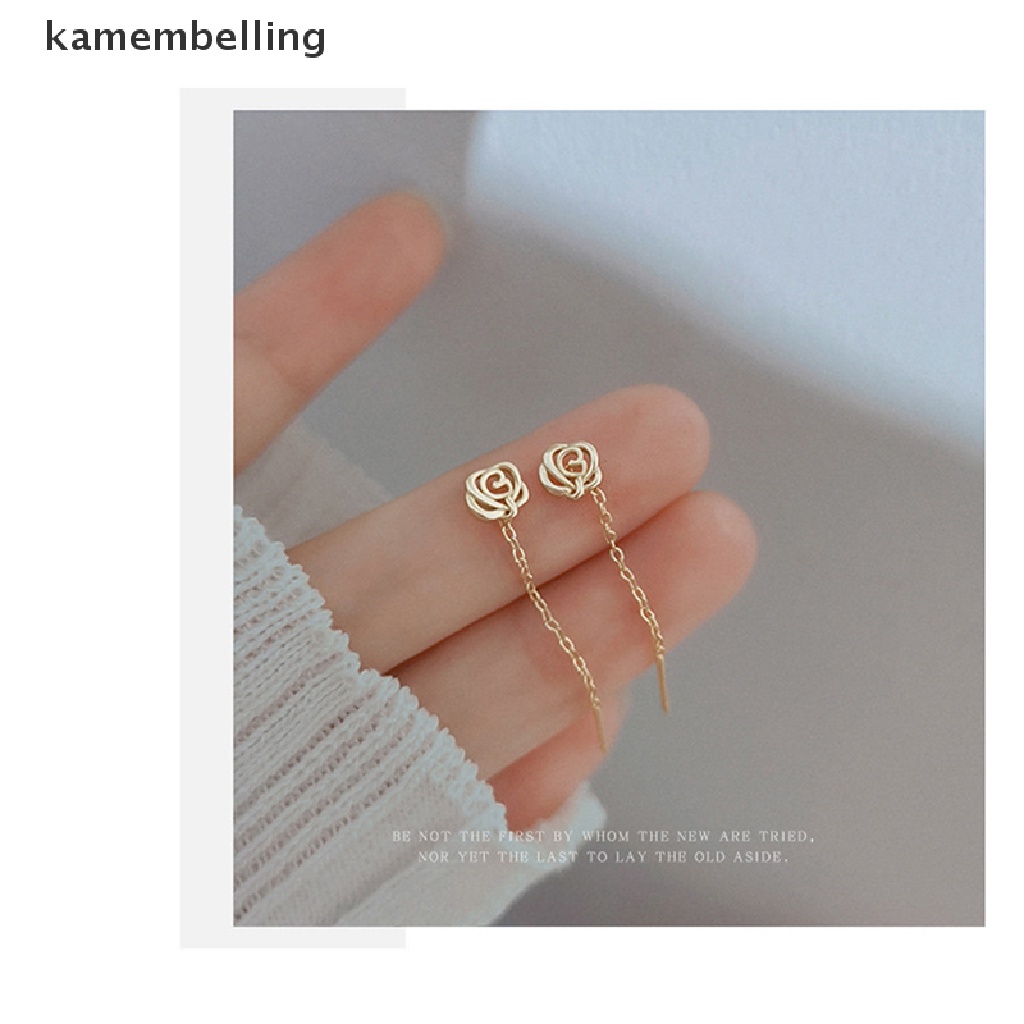 Đôi Khuyên Tai Tua Rua Ngắn Gắn Hoa Đơn Giản Thời Trang Cho Nữ