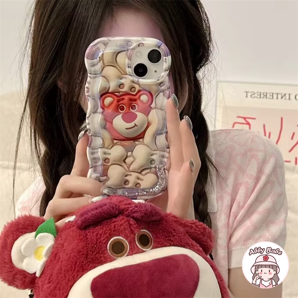 Ốp Điện Thoại TPU Mềm Cát Chảy In Hình Gấu Dâu Tây Chống Mồ Hôi Cho IP 14 Pro Max IP 11 12 11 Pro Max X XS