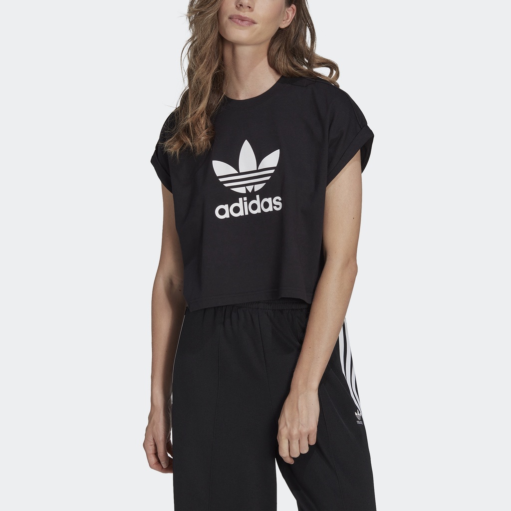 Adidas Phong cách sống Áo Thun Lửng Ba Lá Classics Adicolor Nữ Đen IB1406