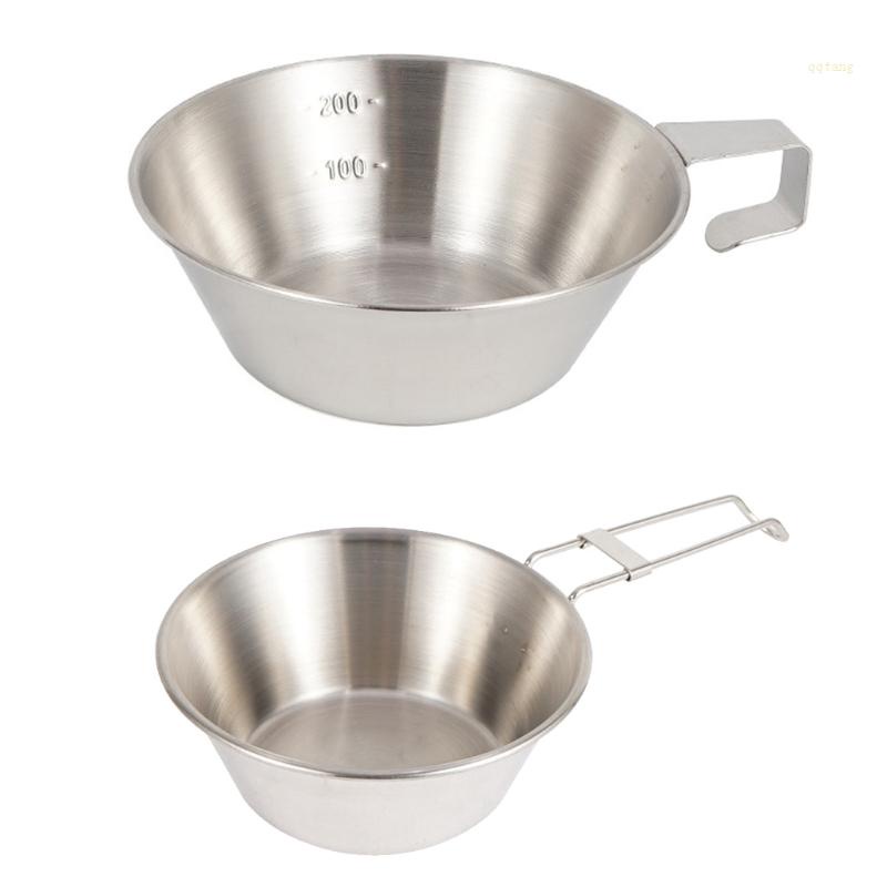 QQ Bát Ăn Bằng Thép Không Gỉ 300ml Có Tay Cầm Có Thể Gập Lại Tiện Dụng