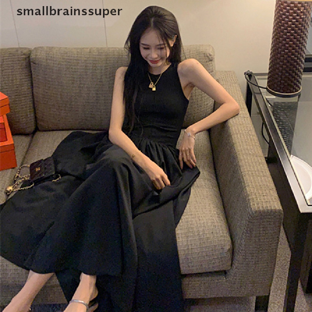 Đầm Chữ A Không Tay Cổ Tròn Màu Trơn Thời Trang Hàn Quốc Dành Cho Nữ