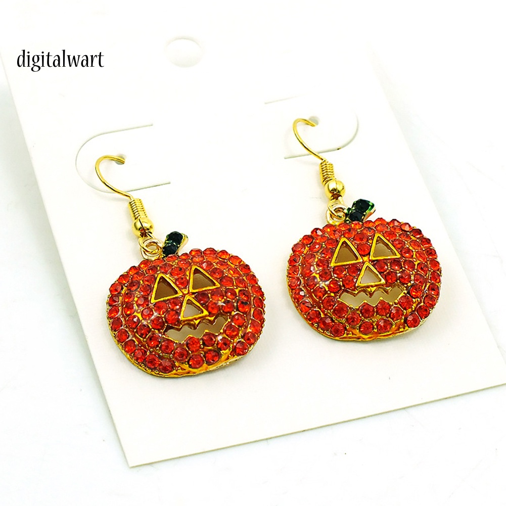 Kỹ Thuật Số| Bông Tai DạNg DàI HìNh Quả Bí Ngô ĐíNh Đá