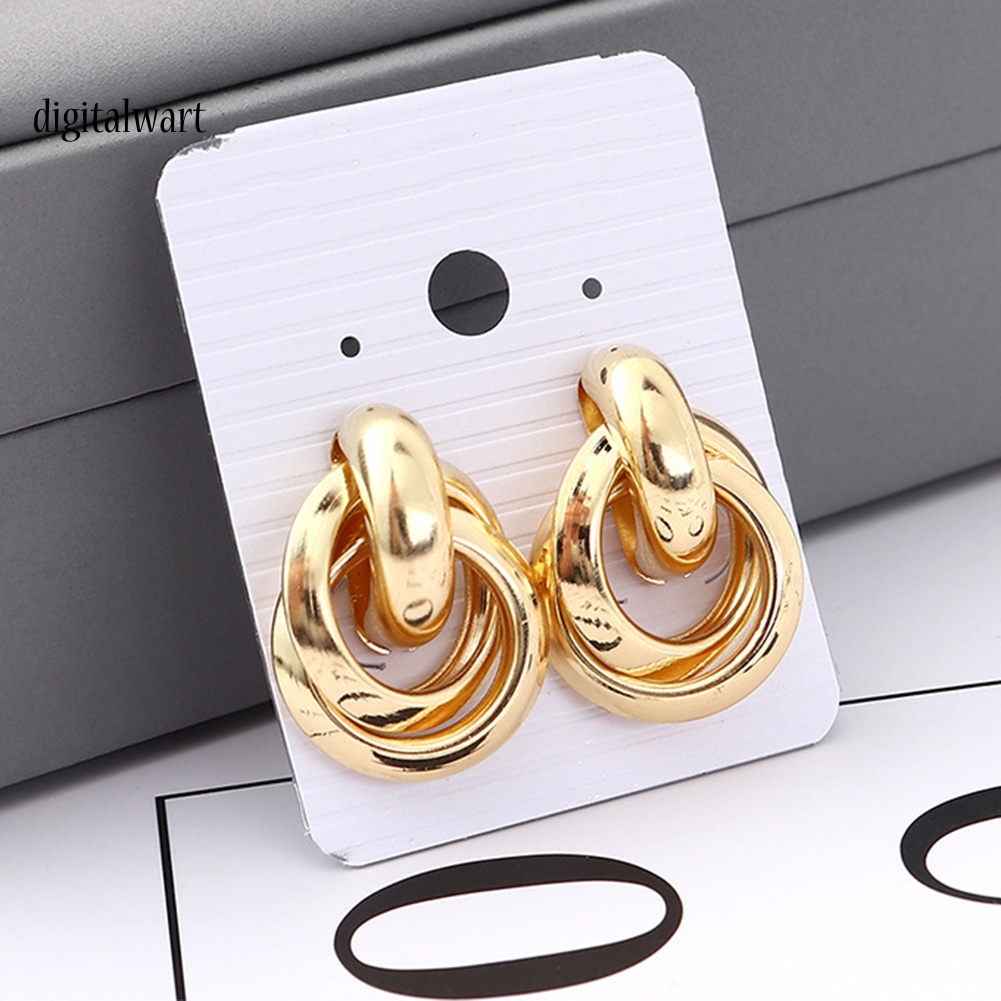 Kỹ Thuật Số| Bông Tai 3 Vòng Tròn Đan Chéo Thời Trang Cá Tính