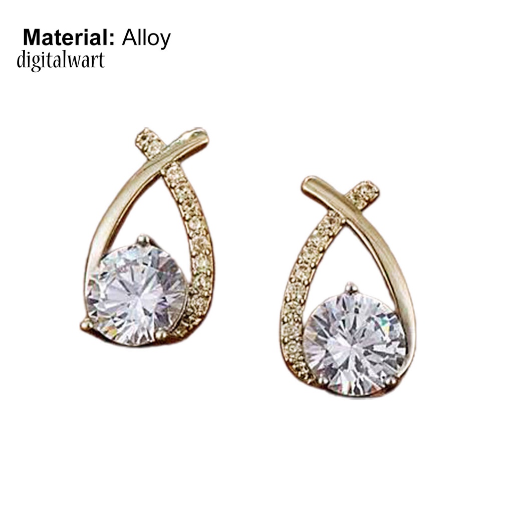 Kỹ Thuật Số| 1 Đôi Bông Tai Xỏ Lỗ Chéo Đính Đá Lấp Lánh Dành Cho Nữ