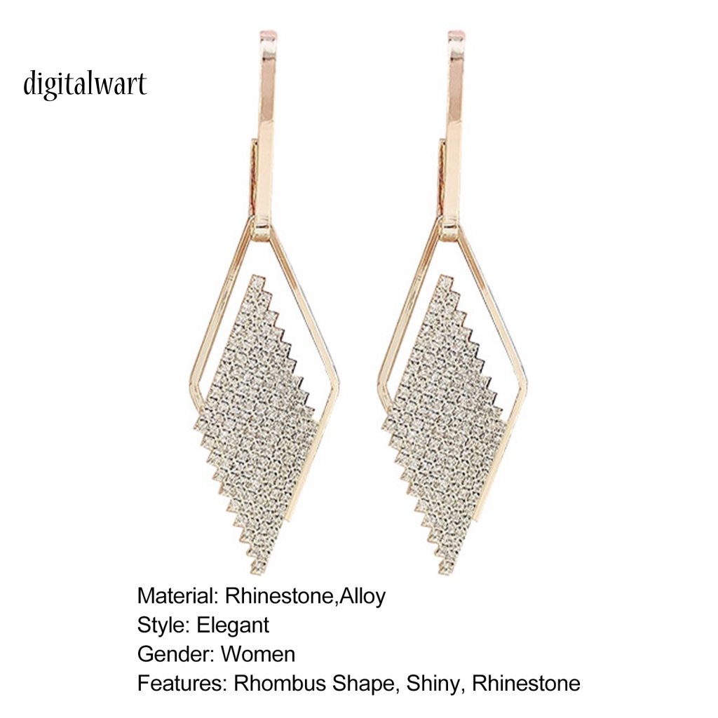 Kỹ Thuật Số| 1 Đôi Bông Tai Hình Thoi Đính Đá Lấp Lánh Chống Rơi Dành Cho Nữ