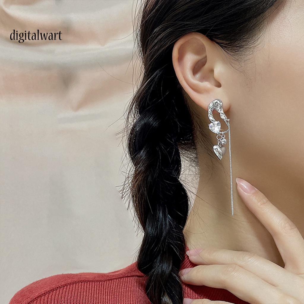 Kỹ Thuật Số| 1 Đôi Bông Tai Hình Kẹp Giấy Xếp Ly Không Đối Xứng Hình Trái Tim Dành Cho Nữ