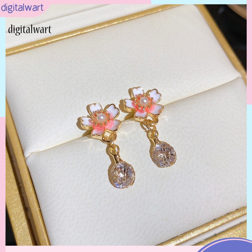 Kỹ Thuật Số| 1 Đôi Khuyên Tai Dạng Hạt Xỏ Lên Màu Nhanh Họa Tiết Hoa Sơn Dầu Zircon Giả Bóng Cao Trang Trí Tinh Tế