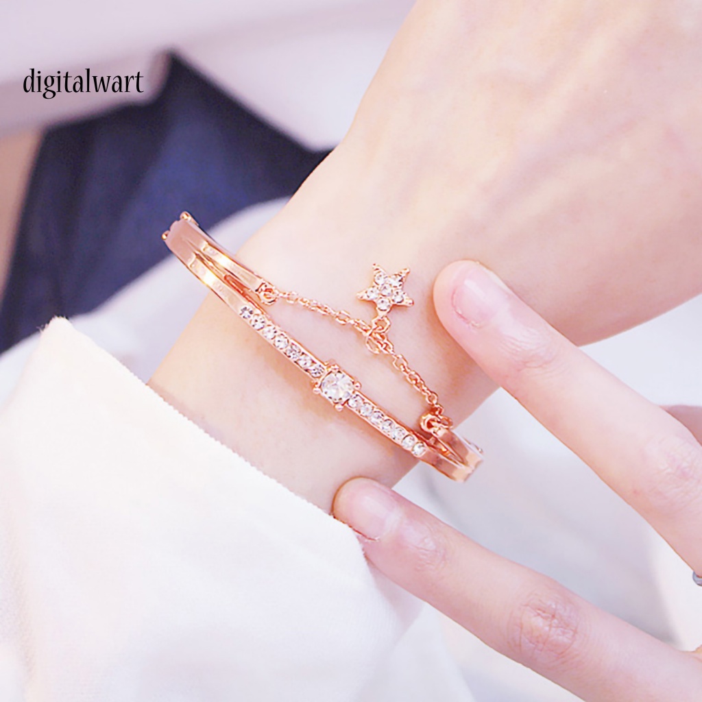Kỹ Thuật Số| Vòng Tay Đính Đá Hình Ngôi Sao Năm Cánh Lấp Lánh Thời Trang Dự Tiệc Cho Nữ