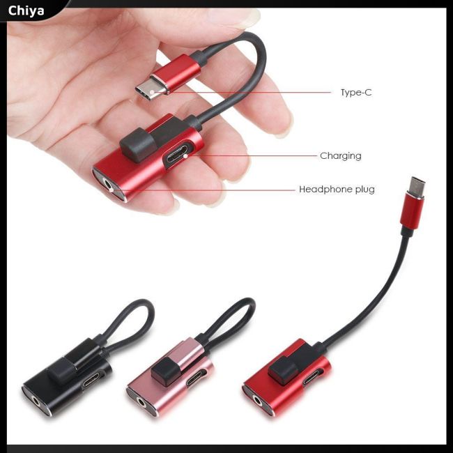 Giắc Chuyển Đổi 2 Trong 1 Usb Type C Sang Cổng Âm Thanh Aux 3.5mm Di Động Tiện Dụng