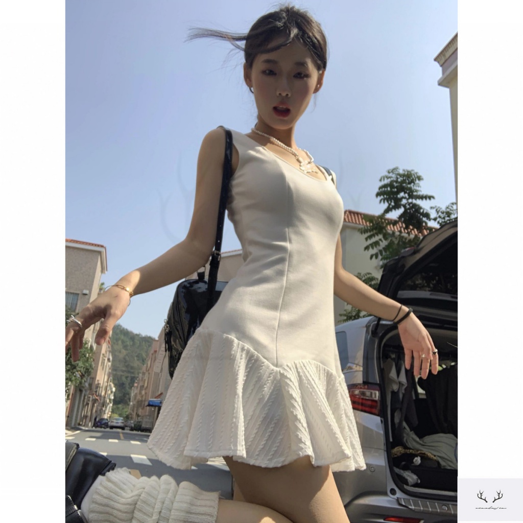 [Doll Dress] Đầm Công Chúa Hai Dây Nhún Bèo Ôm Eo Hẹp Thời Trang Mùa Hè Quyến Rũ Ngọt Ngào Cho Nữ