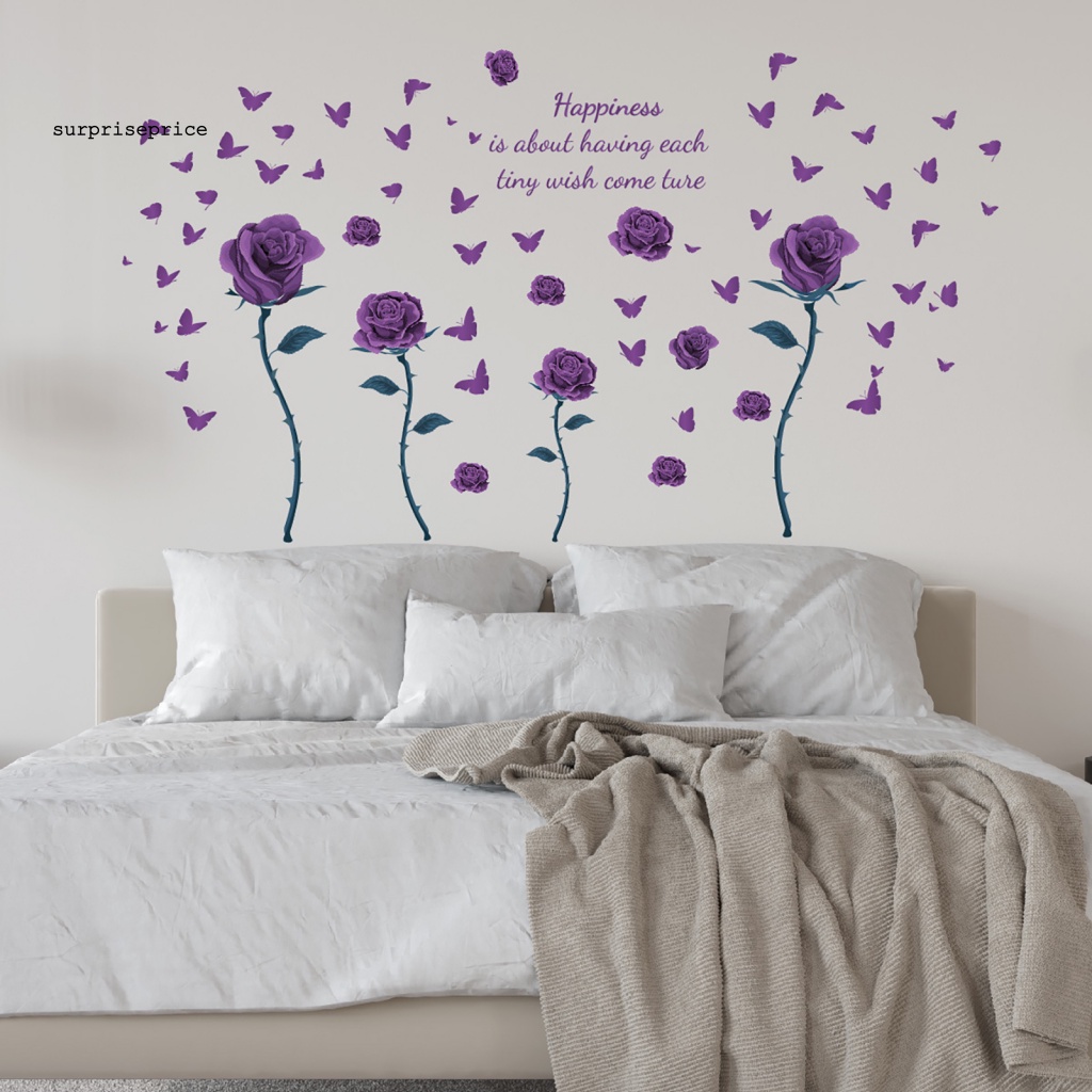 Set 4 Tấm Sticker PVC Dán Tường Họa Tiết Hoa Thanh Lịch Có Thể Tháo Gỡ Trang Trí Nhà Cửa