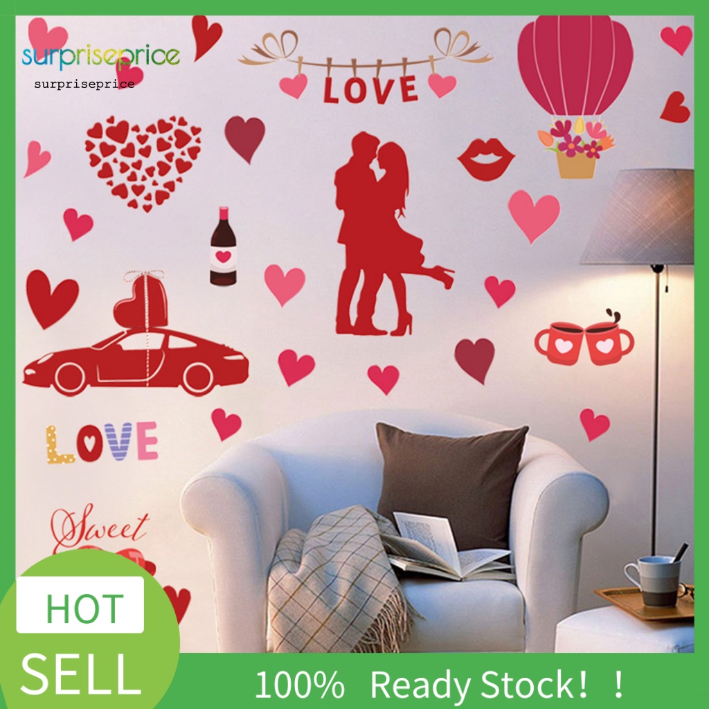 Sticker Dán Cửa Sổ Bằng PVC Chống Ẩm Không Phai Họa Tiết Trái Tim Hoạt Hình 3D DIY