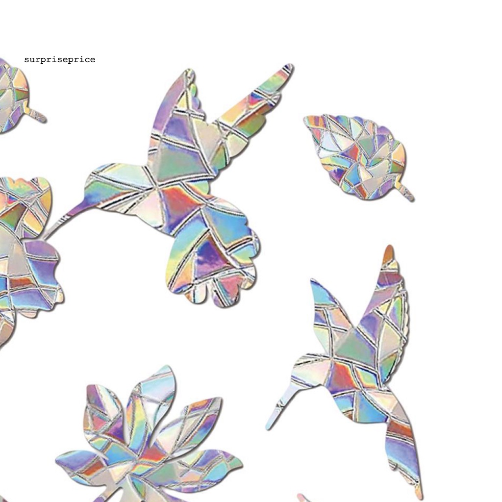 Bộ 2 Miếng Dán Cửa Kính Bằng PVC Chống Va Chạm Chống Hoa Lá Chim Ruồi