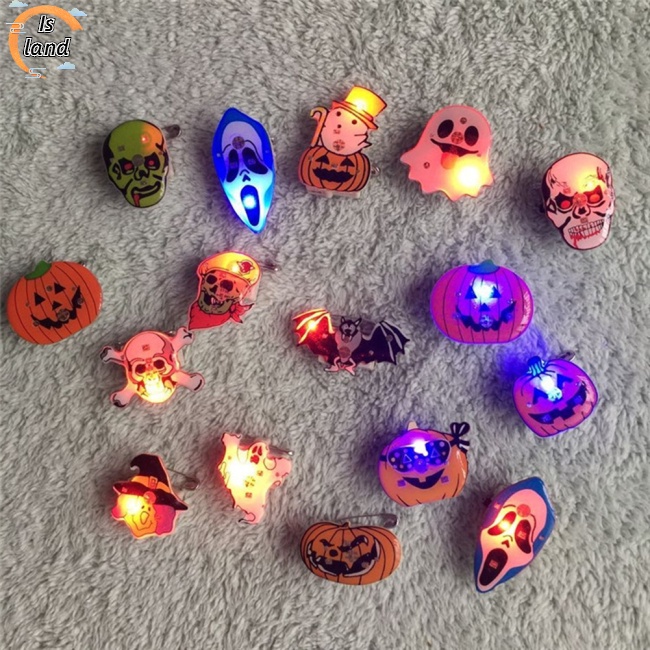 Huy Hiệu Cài Áo Hình Đầu Lâu / Bí Ngô Màu Dạ Quang Phong Cách Halloween