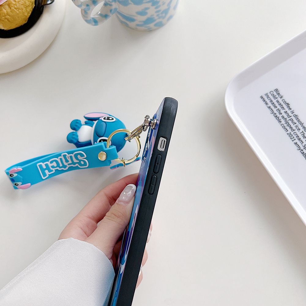 Ốp Điện Thoại Hình Stitch Có Móc Khóa Cho iPhone 7 8 Plus SE 2020 X XS Max XR 11 12 13 14 Pro Max