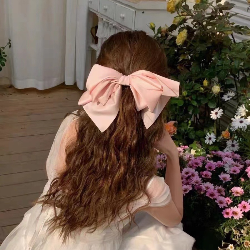 Kẹp Tóc Nơ Satin Nhiều Lớp Sang Trọng Nhập Khẩu Từ Hàn Quốc