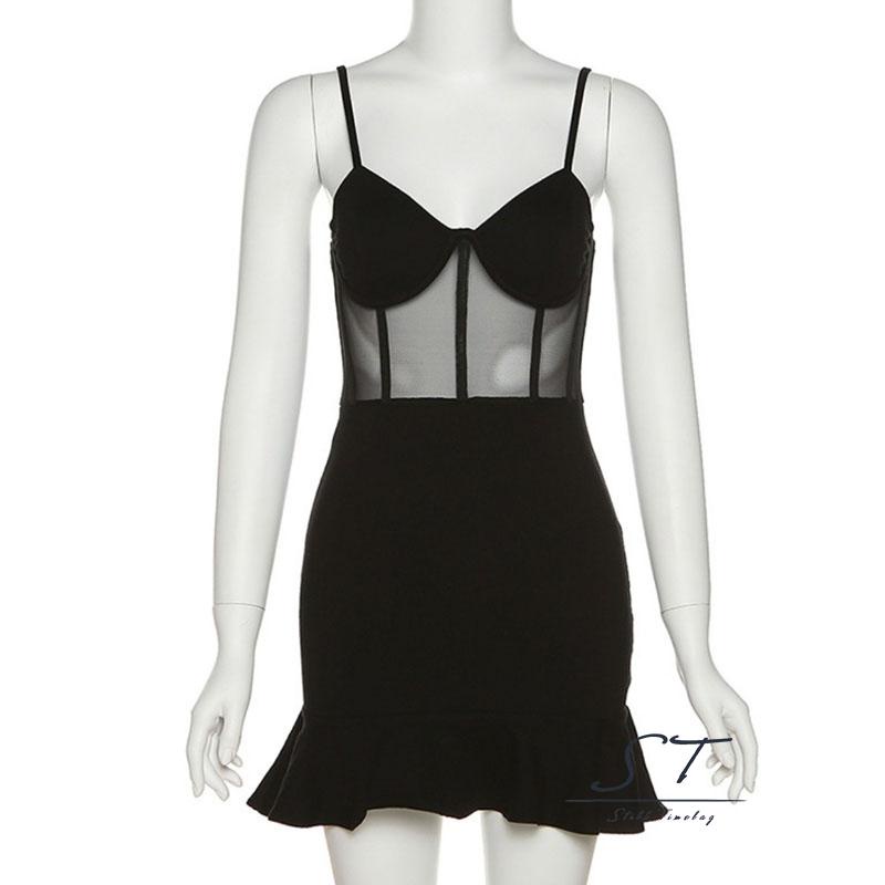 Đầm Đuôi Cá Sát Nách Phối Lưới Thời Trang Mùa Hè CY03 Cho Nữ