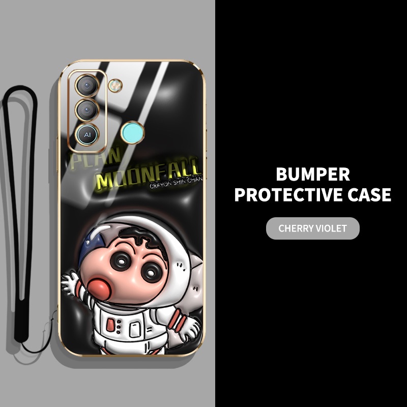 Ốp Điện Thoại Mạ Điện Hình Vuông Họa Tiết Hoạt Hình 3D Cho Tecno Pop 5 Lte BD4 BD4i BD4a