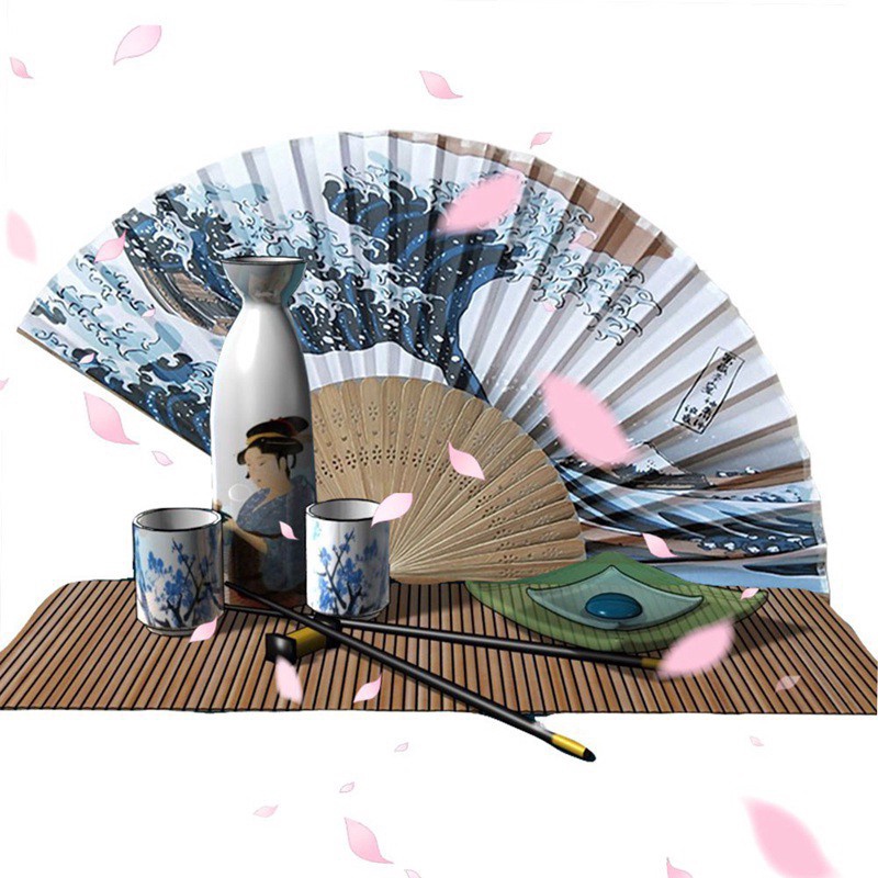 Hfjinjing Quạt Gấp Cầm Tay Vẽ Họa Tiết Ukiyo-e Phong Cách Nhật Bản