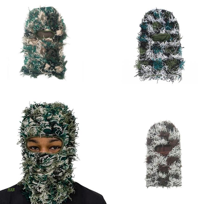 Han Fuzzy Balaclava Shiesty Ngụy Trang Balaclava Dệt Kim Giảm Căng Thẳng Mặt Trượt Tuyết Balaclava