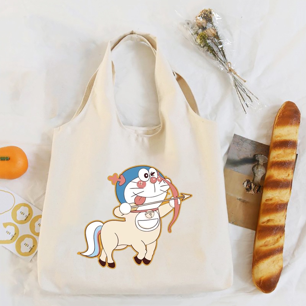 Túi Xách Vải canvas Cỡ Lớn In Hình doraemon Dễ Thương Cho Nữ