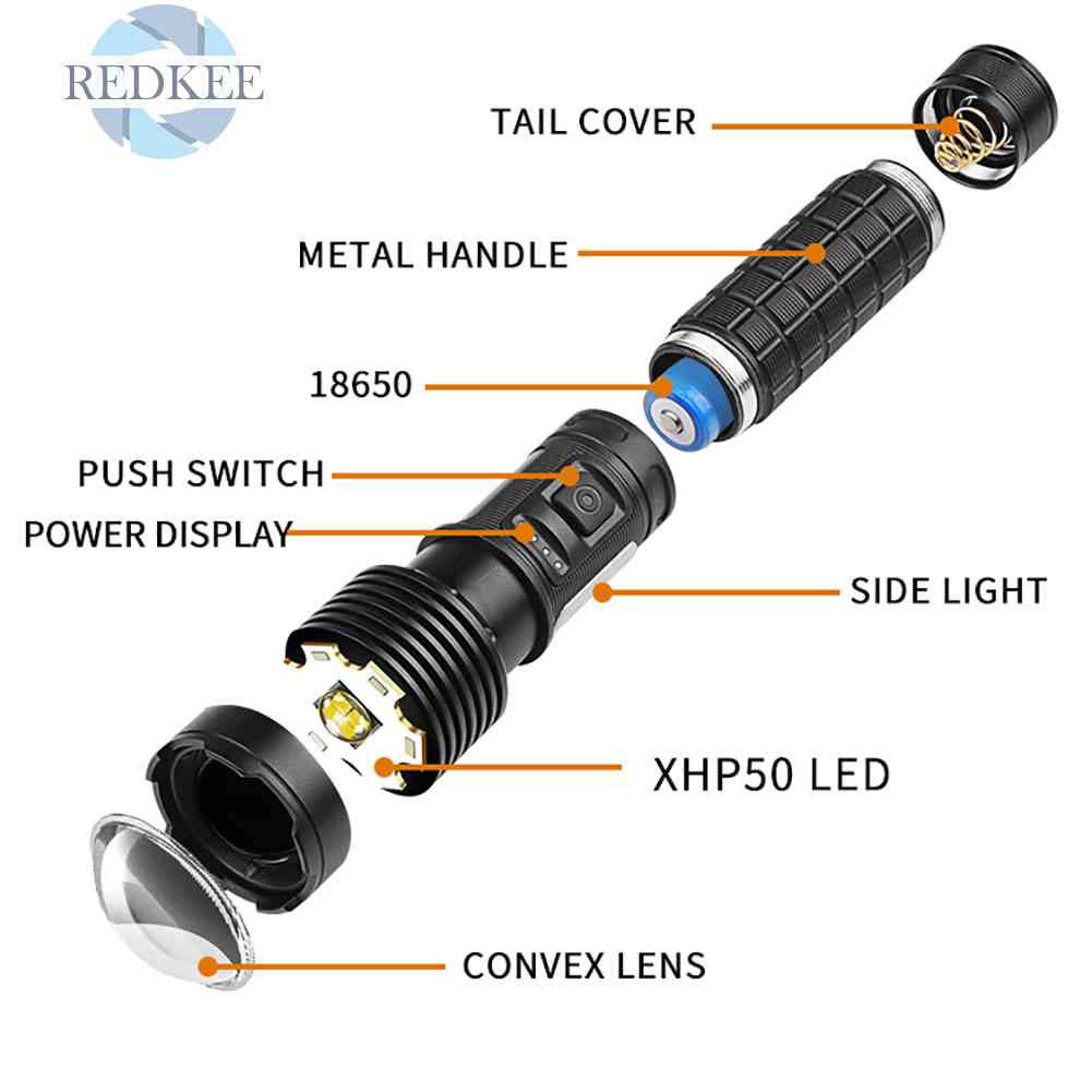 Đèn Pin XHP50 LED 1000lm Chống Thấm Nước Tiện Dụng Cho Cắm Trại Leo Núi