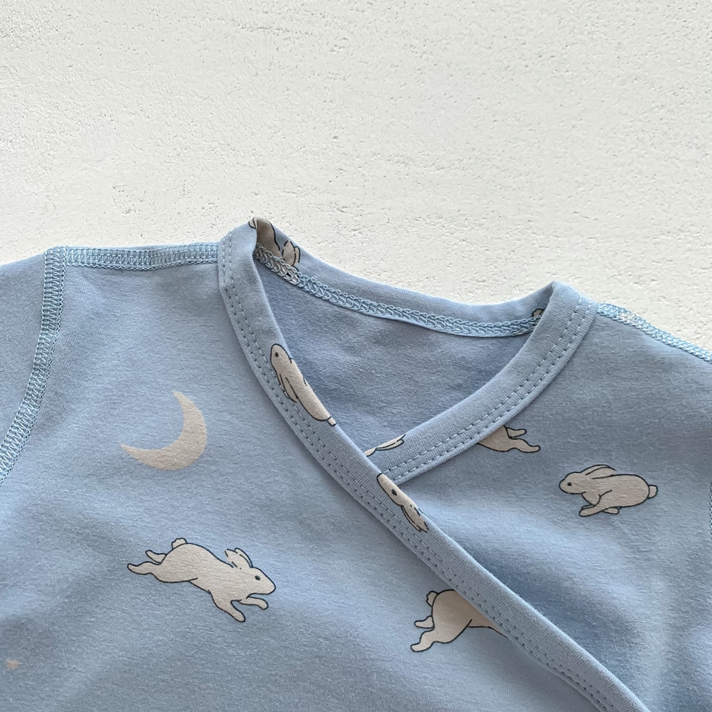 Áo Liền Quần Ngắn Tay In Hình Thỏ Cho Bé