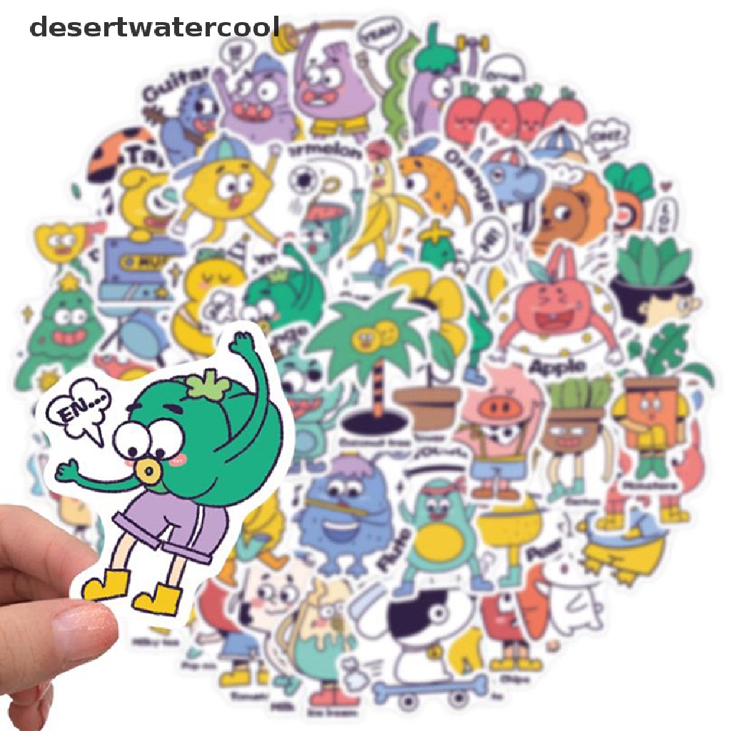 Set 50 Miếng Dán Hoạt Hình Trang Trí Ván Trượt / Guitar / Guitar