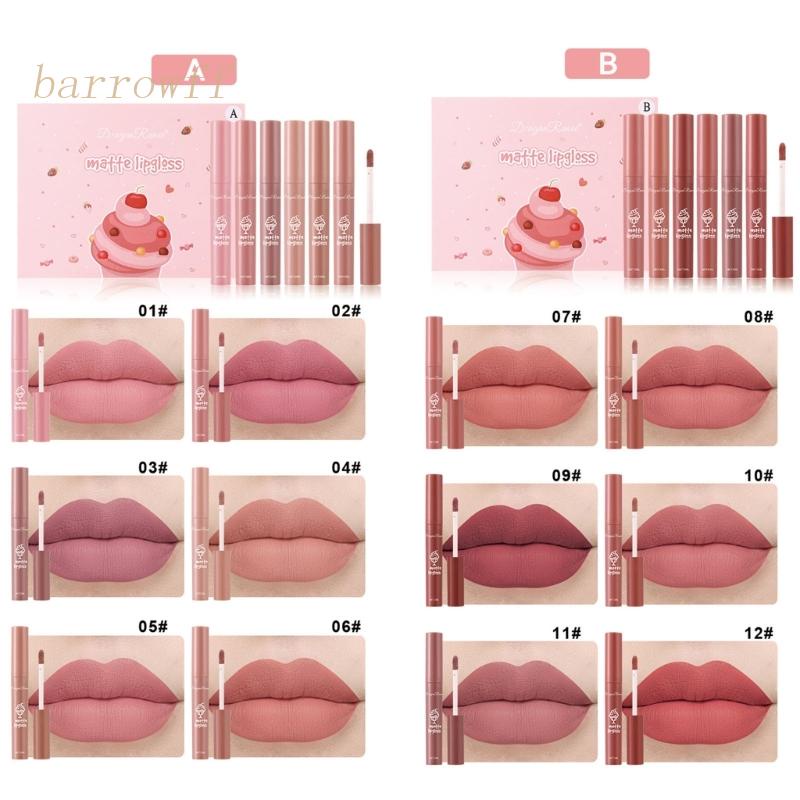 Set 6 Son Kem Lì Chống Nước Lâu Trôi Không Dính Cốc Thương Hiệu brroa