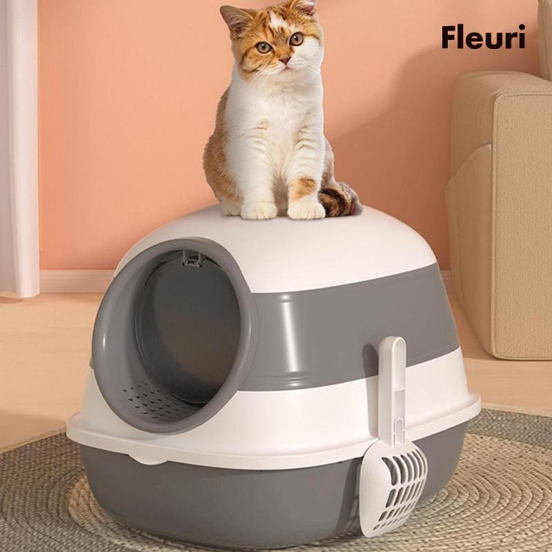 [Fleurir] Hộp Đi Vệ Sinh Cho Mèo Có Mũ Trùm Đầu Chống Văng Nước