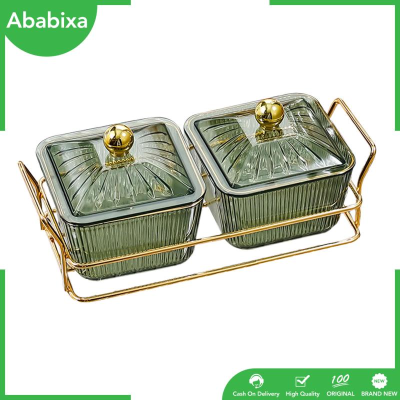 [Ababixa] Khay Phục Vụ Đựng Thức Ăn Khô / Trái Cây / Đồ Ăn Vặt Chia Ngăn Đa Năng Có Nắp Đậy Cho Nhà Ở