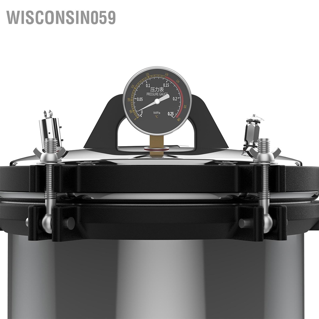 Wisconsin059 Nồi hấp áp suất cao cầm tay bằng hơi nước Máy thép không gỉ 18L