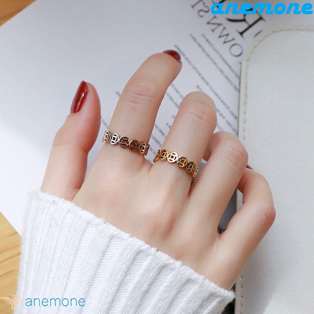 Nhẫn May Mắn Khắc Họa Tiết Rỗng Kiểu Vintage Thanh Lịch Cho Nam Và Nữ