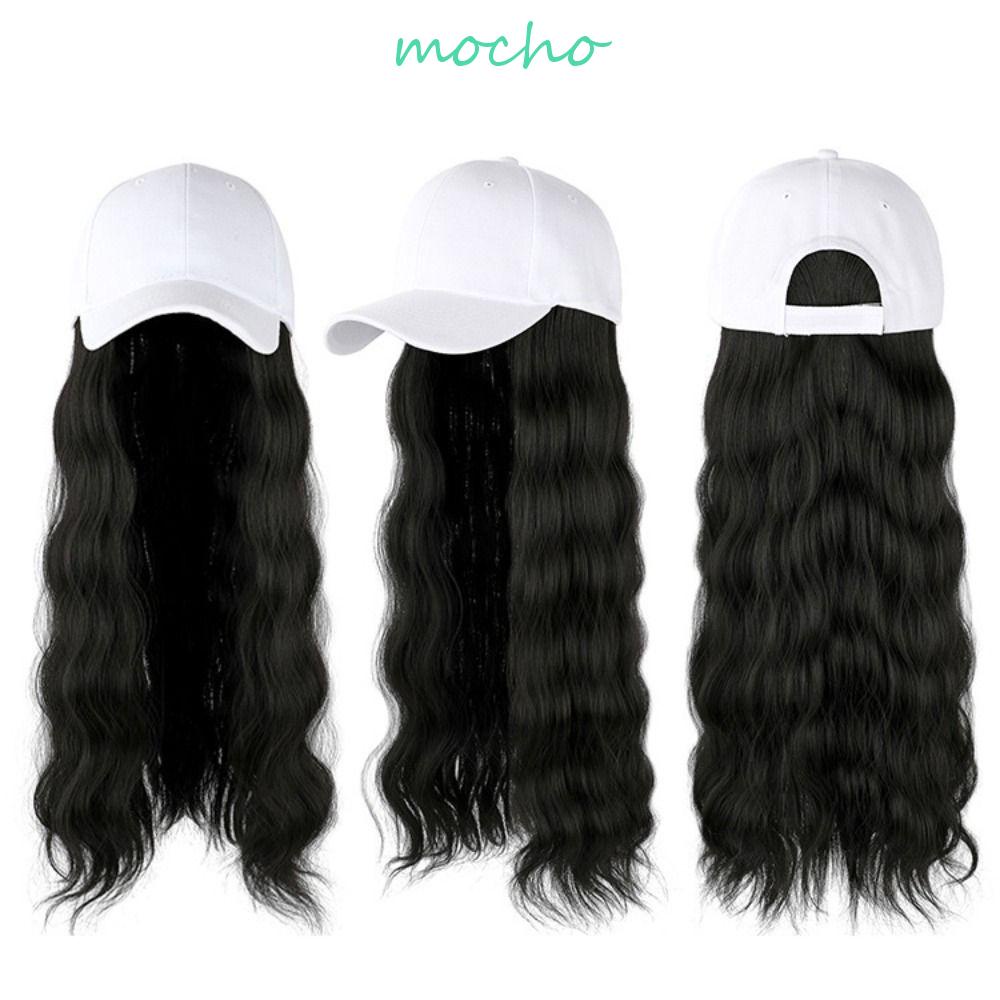 Mũ Lưỡi Trai Gắn Tóc Giả Xoăn Màu Nâu / Đen Tự Nhiên Thoáng Khí Thời Trang Mùa Hè Cho Nữ