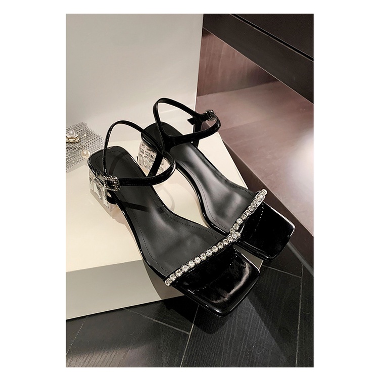 Giày Sandal Cao Gót Mùa Hè Gót Dày Quai Ngang Màu Bạc Phong Cách Hàn Quốc Đơn Giản Mẫu Mới 2023 Cho Nữ
