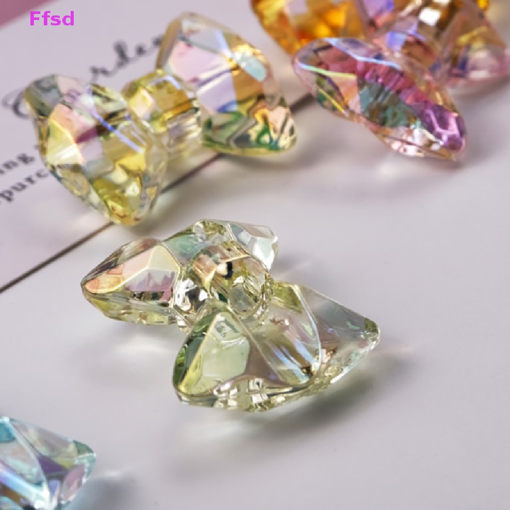 {Ffsd} Set 10 Hạt Acrylic Trong Suốt Hình Gấu Thắt Nơ Nhiều Màu Sắc Làm Trang Sức Thủ Công * Bán Chạy