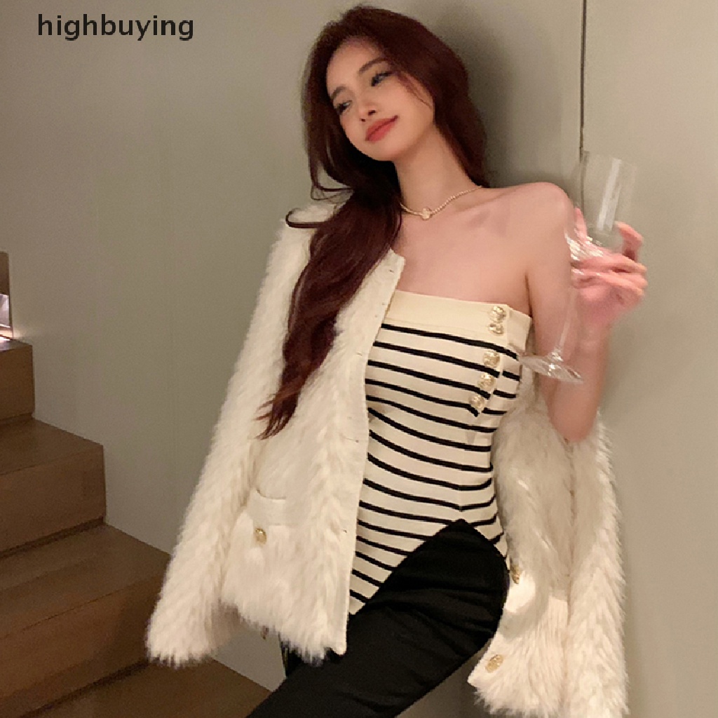 Áo Hai Dây Dệt Kim Họa Tiết Kẻ Sọc Thời Trang Mùa Hè Quyến Rũ Cho Nữ