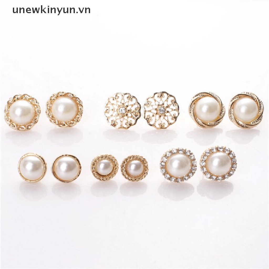 Set 6 Cặp Bông Tai Đính Đá / Ngọc Trai Giả Thời Trang Nữ