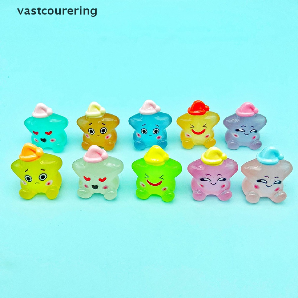 Bộ 2 Đồ trang trí Ngôi Sao Hoạt Hình Mini Bằng Nhựa Resin Phát Sáng Dễ Thương Dùng Trang Trí