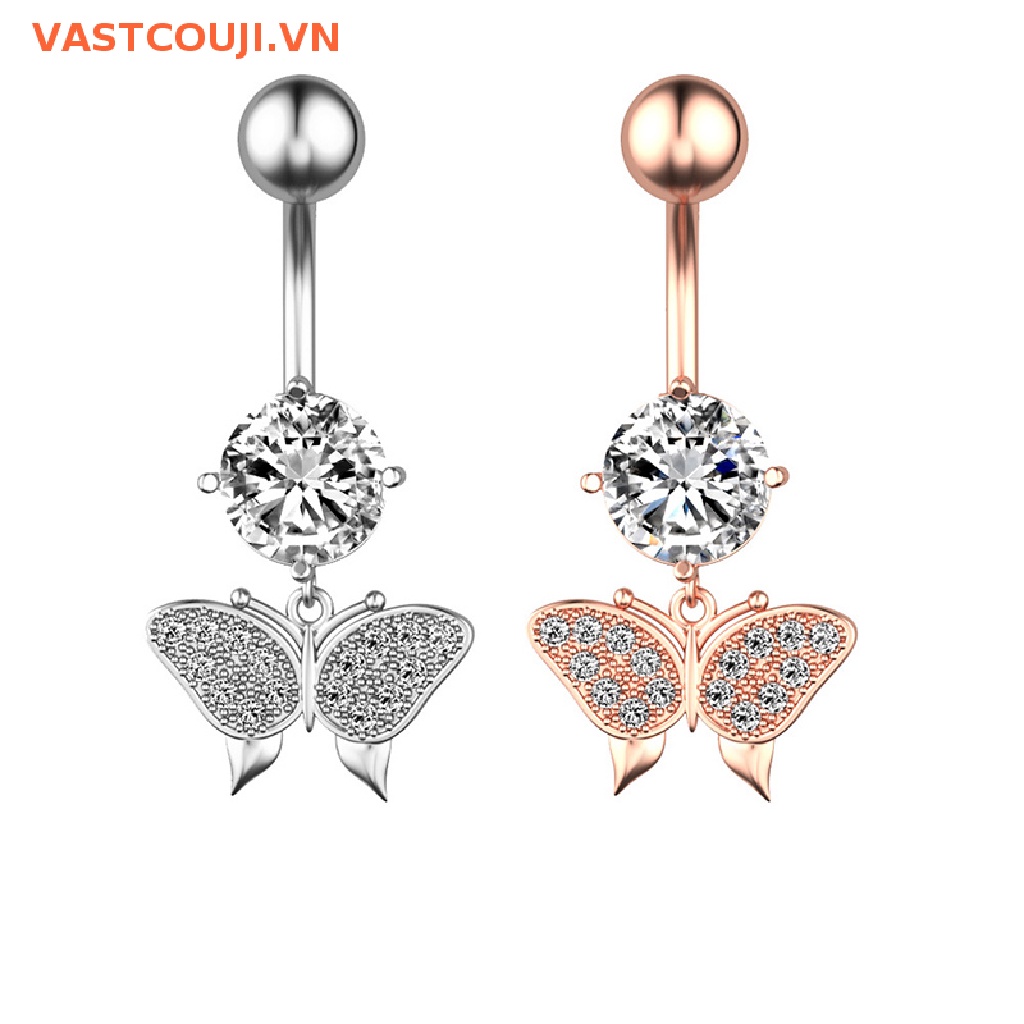 Khuyên RốN HìNh BướM ĐíNh Đá BằNg ThéP Không Gỉ