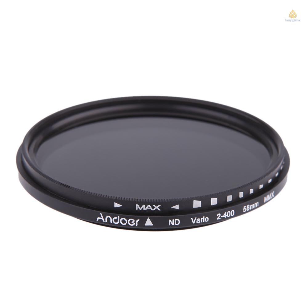Kính Lọc Hiệu Ứng Andoer 58mm ND2 Sang ND400 Cho Máy Ảnh DSLR