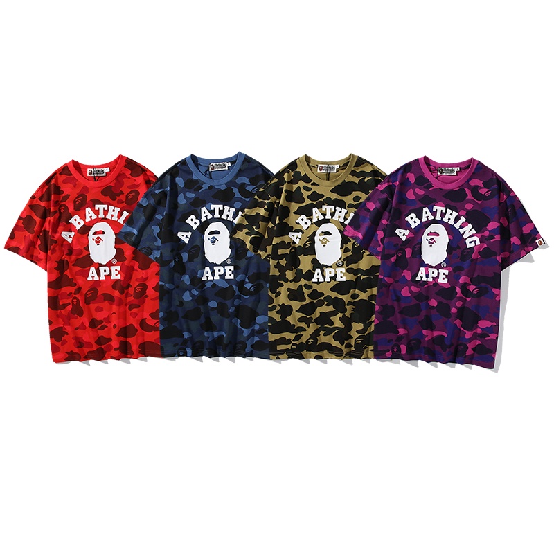 A Bathing Ape Áo Thun Dáng Rộng Họa Tiết Rằn Ri Phong Cách Đường Phố